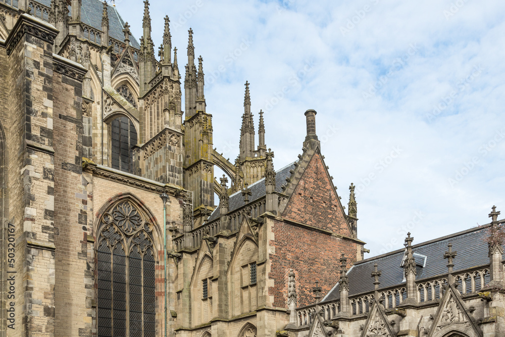 Detail medieval Dom Cathedral of Dutch city Utrecht