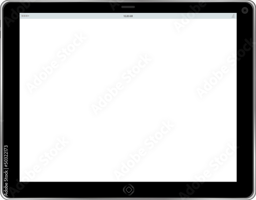 Black tablet pc on white background