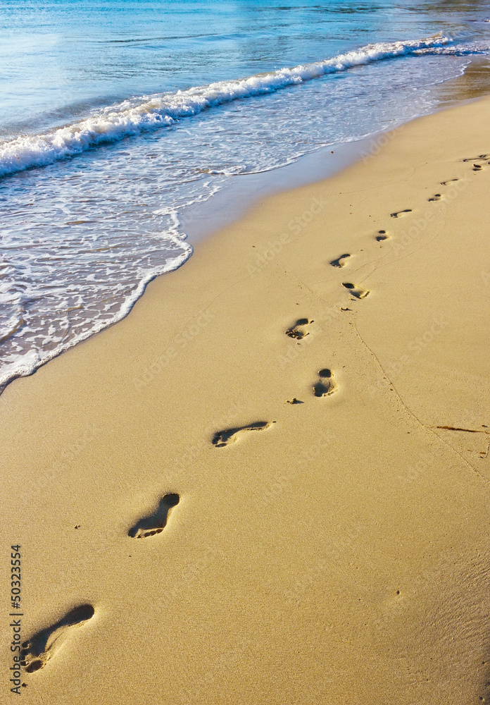 Footprints on the wet sand, Hawaii Footprints on the wet sand, Hawaii