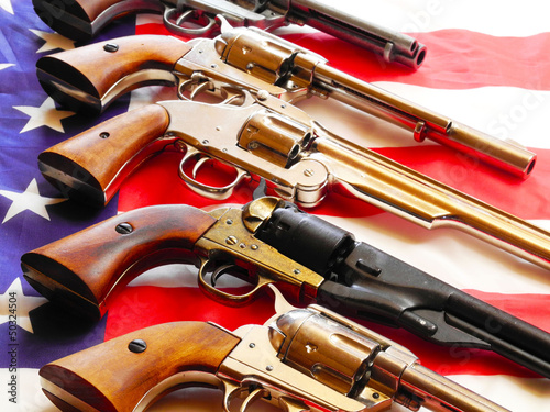 Handguns and flag