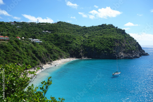 Areal view at Shell beach, St. Barths, French West indies photo