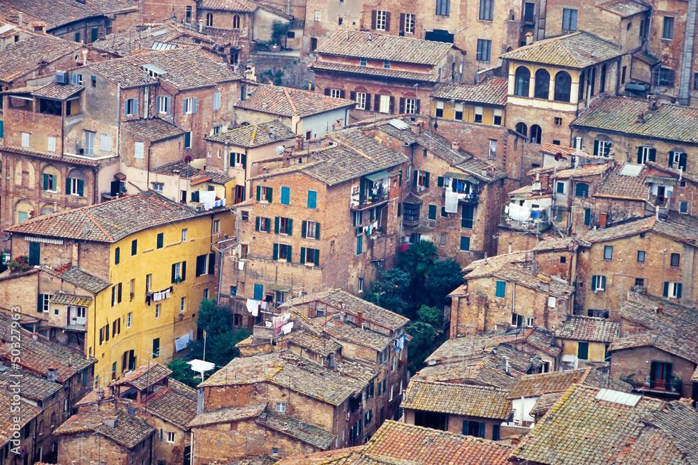 Houses of old city of Siena, Tuscany Italy Europe