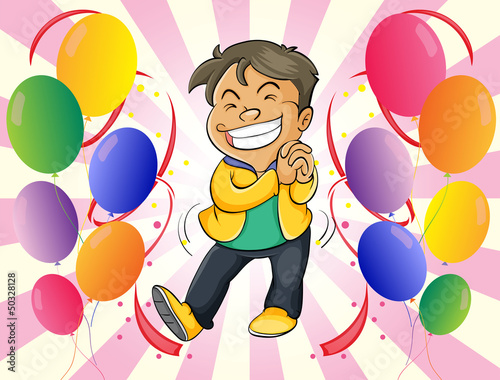 A very happy man with balloons