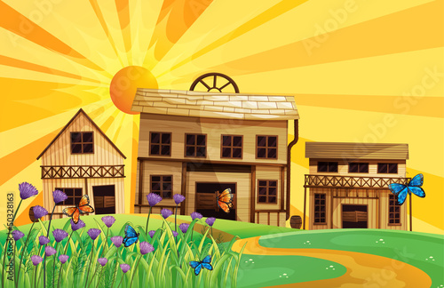 Different houses at the hills
