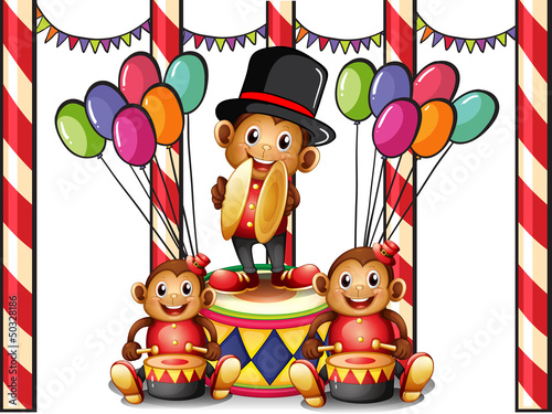 Three monkeys at the carnival
