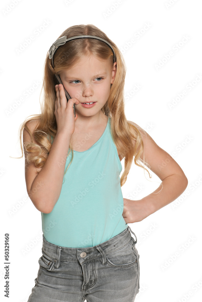 Blonde girl with a cell phone Blonde girl with a cell phone