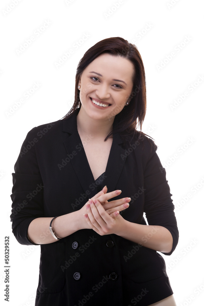 smiling caucasian businesswoman isolated over white background smiling caucasian businesswoman isolated over white background