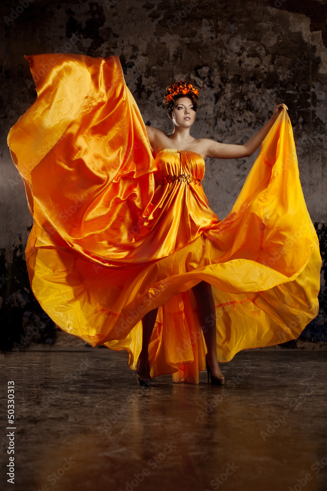 Lady in flying silk dress Lady in flying silk dress