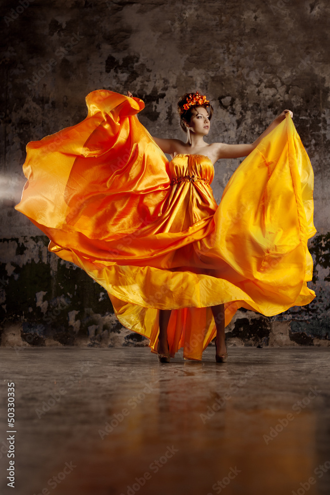 Lady in flying silk dress Lady in flying silk dress
