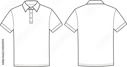 Vector illustration of polo t-shirt. Front and back views photo