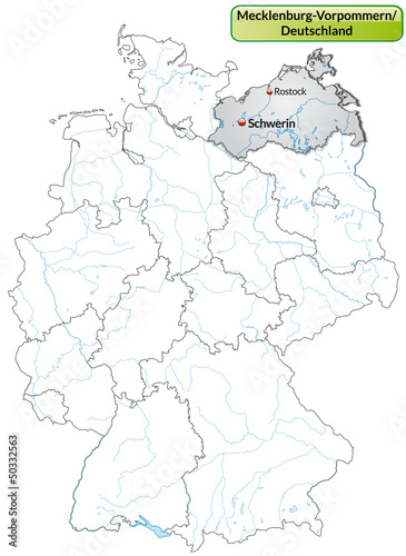 Landkarte von Deutschland und Mecklenburg-Vorpommern