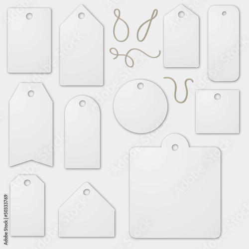 Set of blank white label cardboards