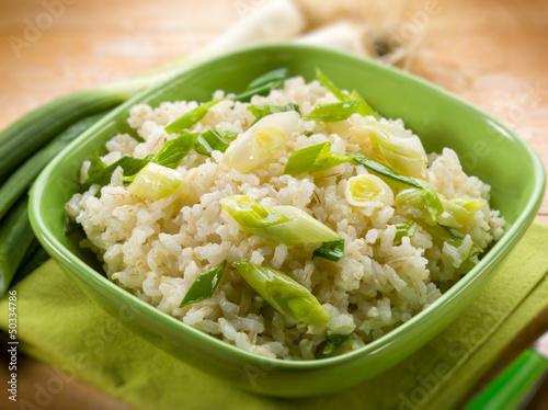 risotto with leek, selective focus