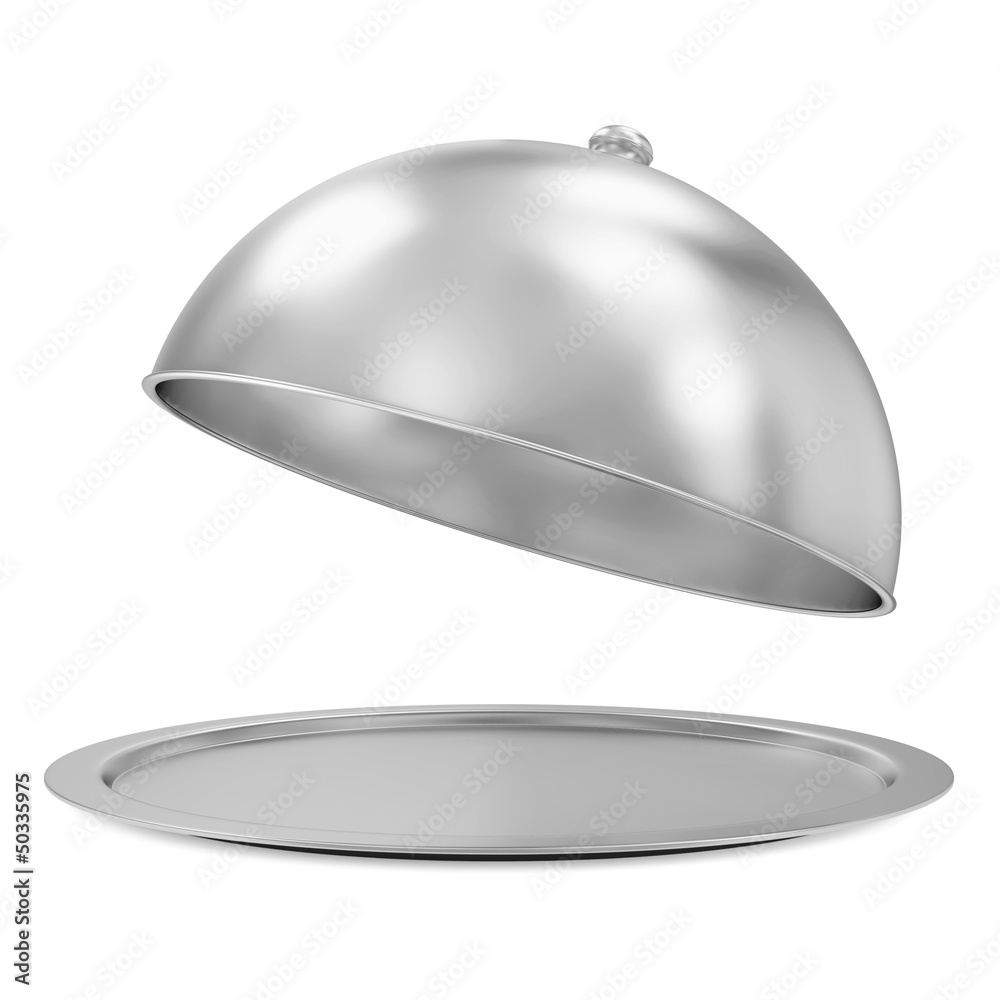 Fototapeta premium Opened Silver Tray isolated on white background