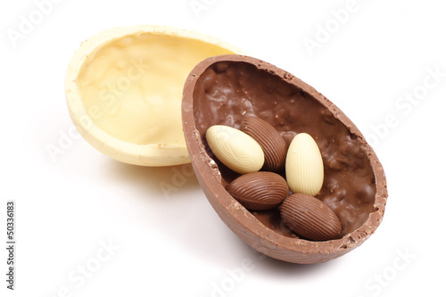 Valokuva Black and white chocolate Easter egg