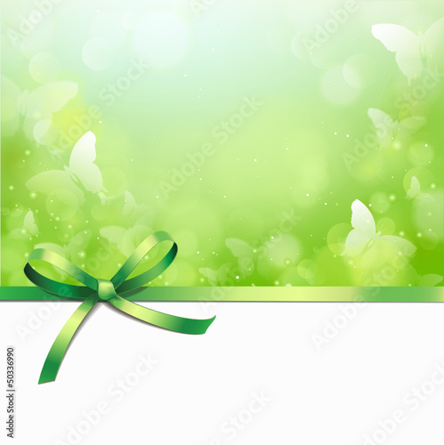 Grüne Schleife mit Schmetterlingshintergrund