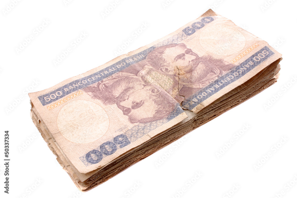 Five hundred Cruzeiros pile - Old Brazilian bill Five hundred Cruzeiros pile - Old Brazilian bill