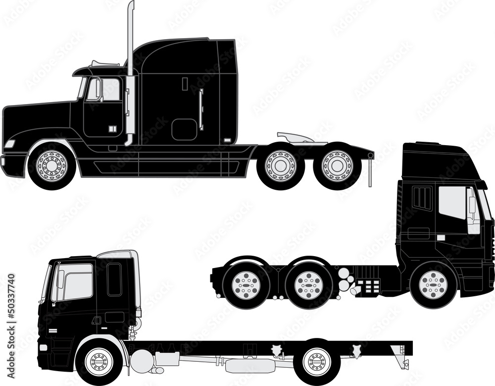 Vector detailed trucks silhouettes set Stock Vector | Adobe Stock