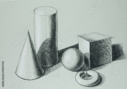 hand drawn illustration of different geometric shapes photo