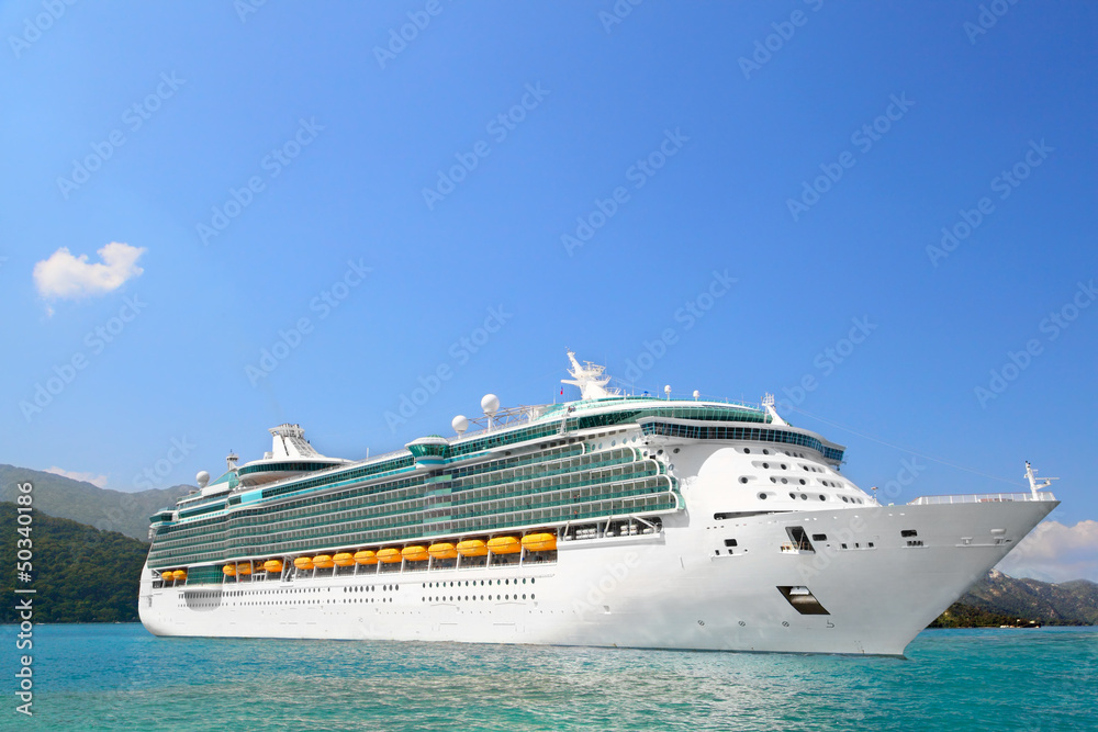 Luxury Cruise Ship Sailing from Port