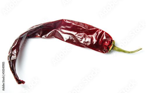 Dried red pepper on white background