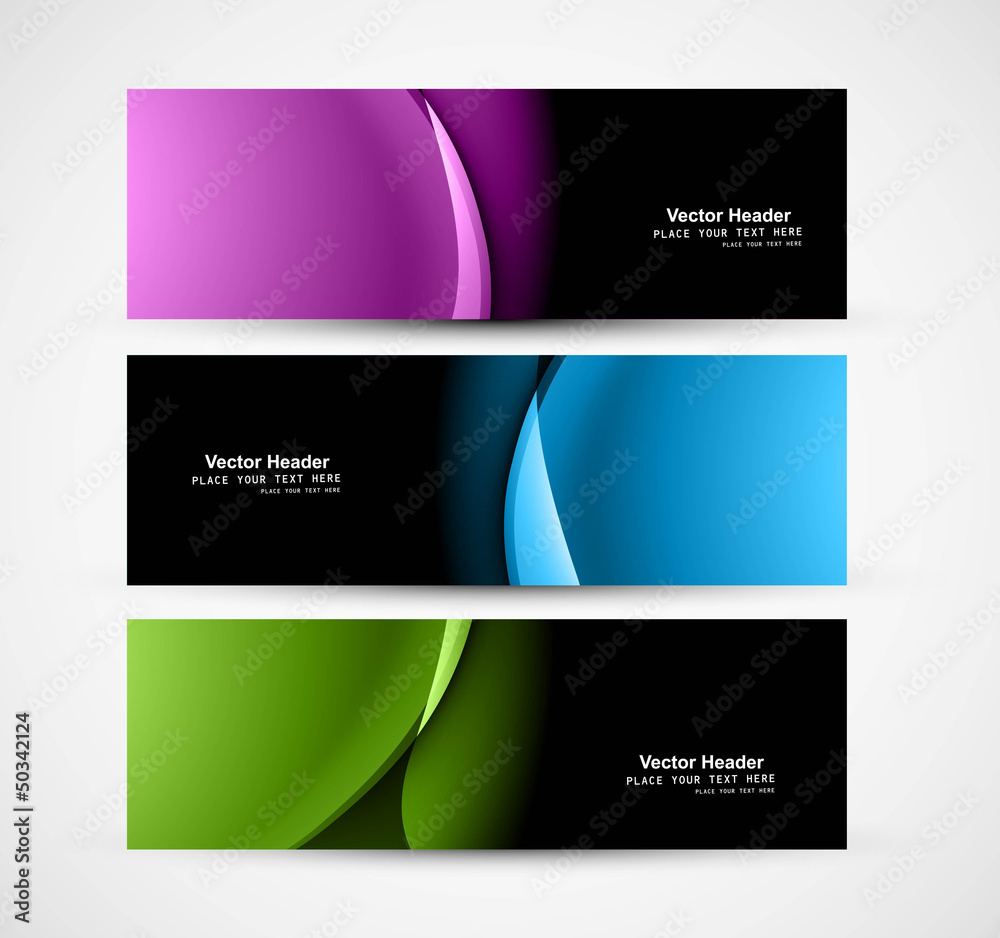 Fototapeta premium Abstract shiny header colorful wave whit vector