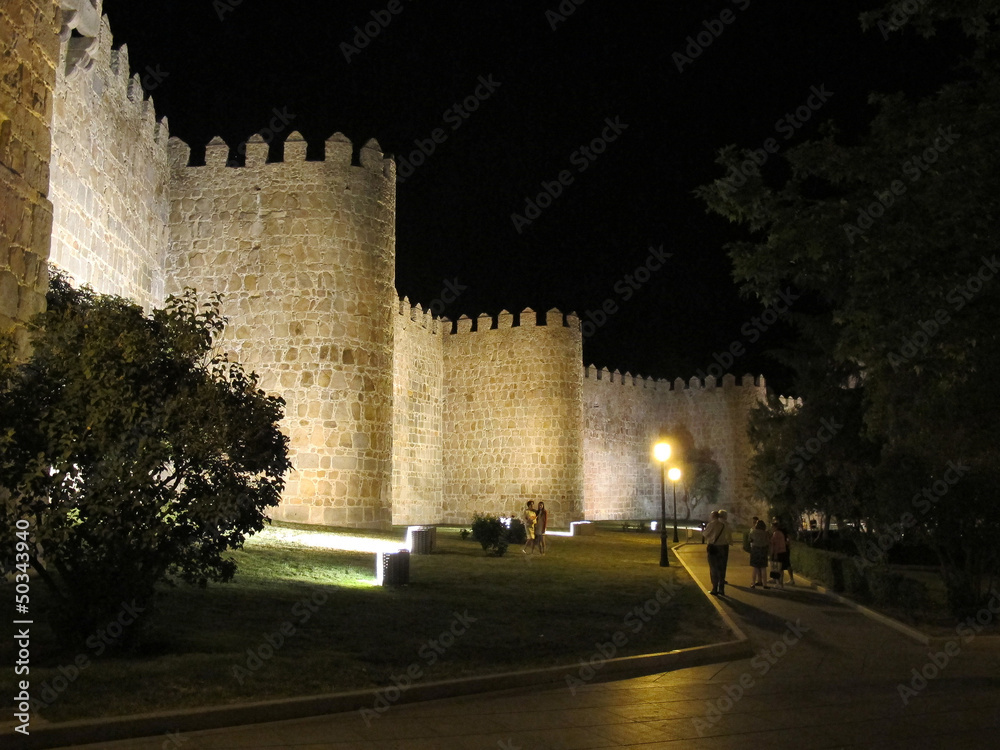 Famous medieval city walls in Avila, Spain
