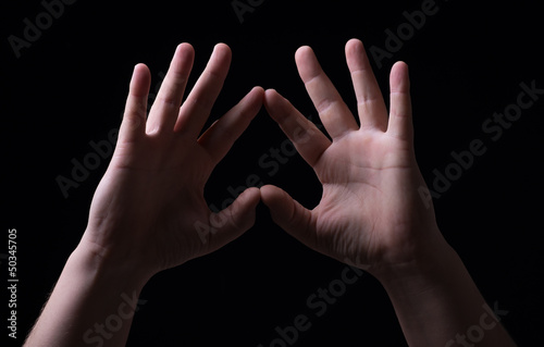 Icons of the hands on a black background