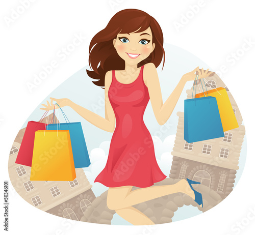 Happy shopping girl