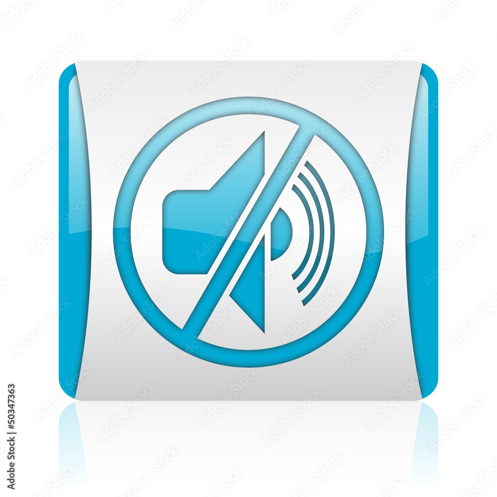 mute blue and white square web glossy icon mute blue and white square web glossy icon
