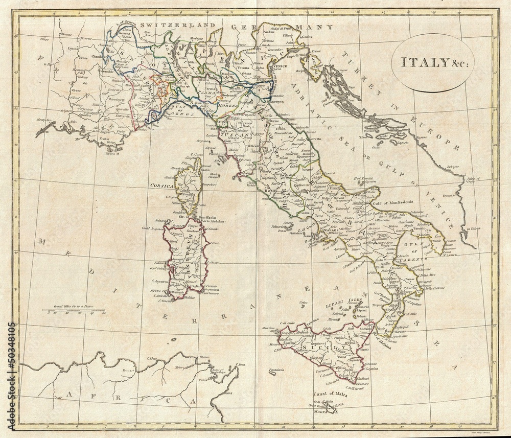 Fototapeta premium Italy old map