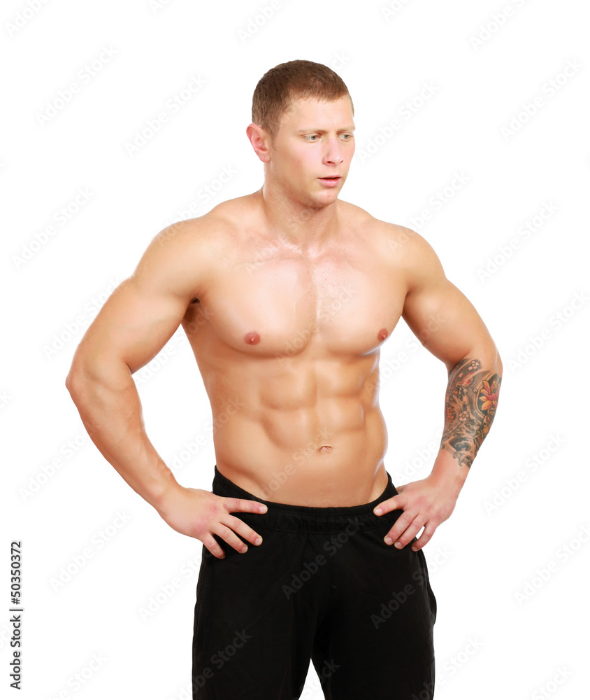 Healthy muscular young man. Isolated on white background Healthy muscular young man. Isolated on white background
