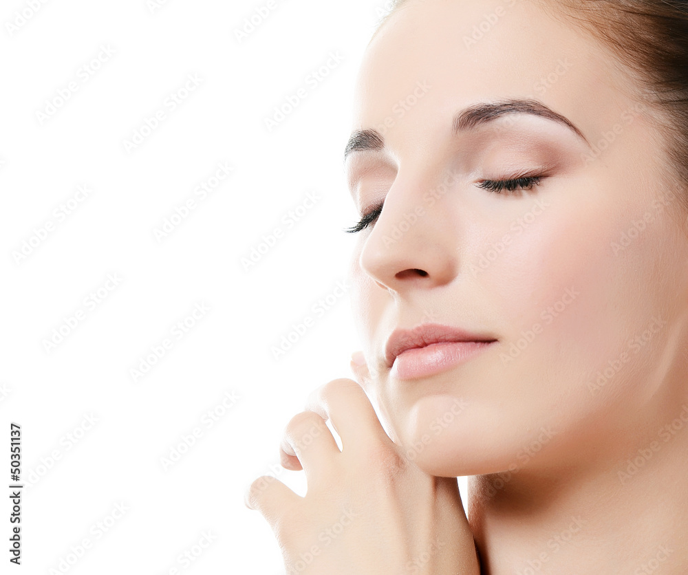 Obraz premium beautiful woman with a natural make-up. Care of a skin. Spa