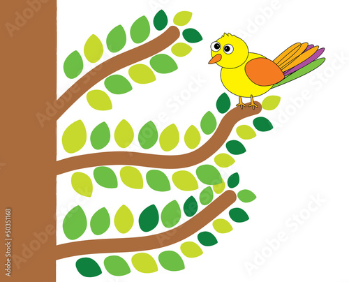 Bird clinging on the tree