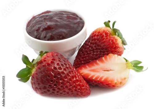 fresh strawberries and jam