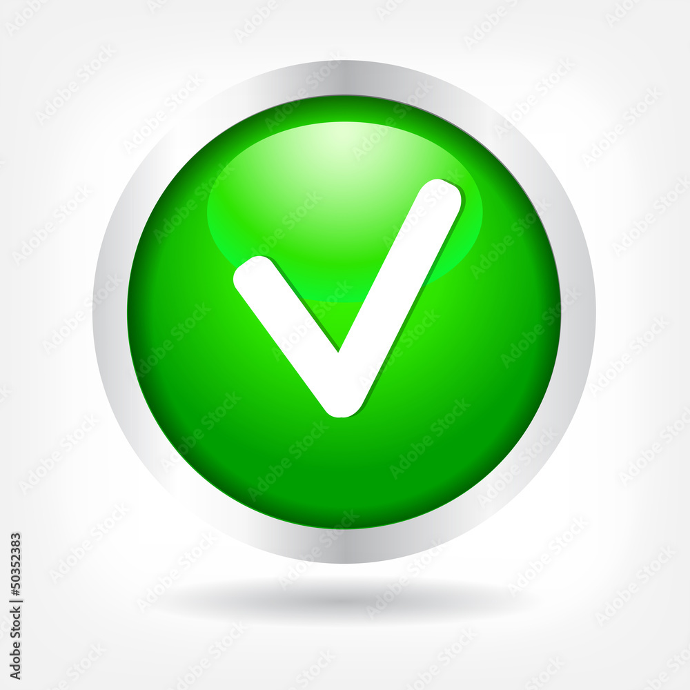 Checkmark on a green button. Checkmark on a green button.