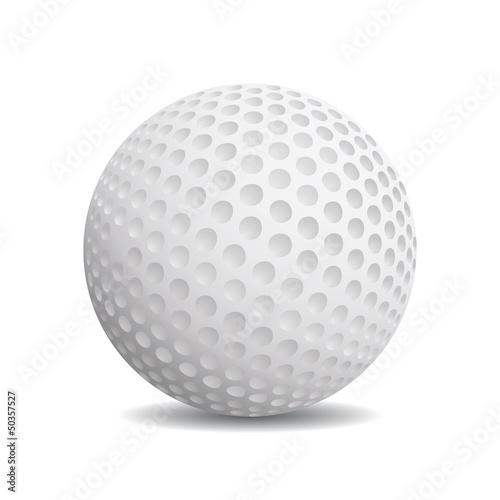 Realistic golf ball on a white background.