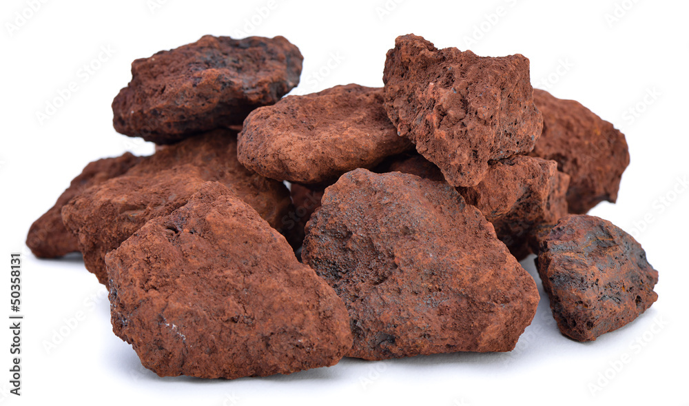 Natural sample of iron ore isolated on white background Natural sample of iron ore isolated on white background