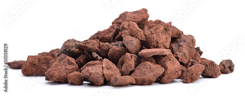 Heap of natural iron ore isolated on white background photo