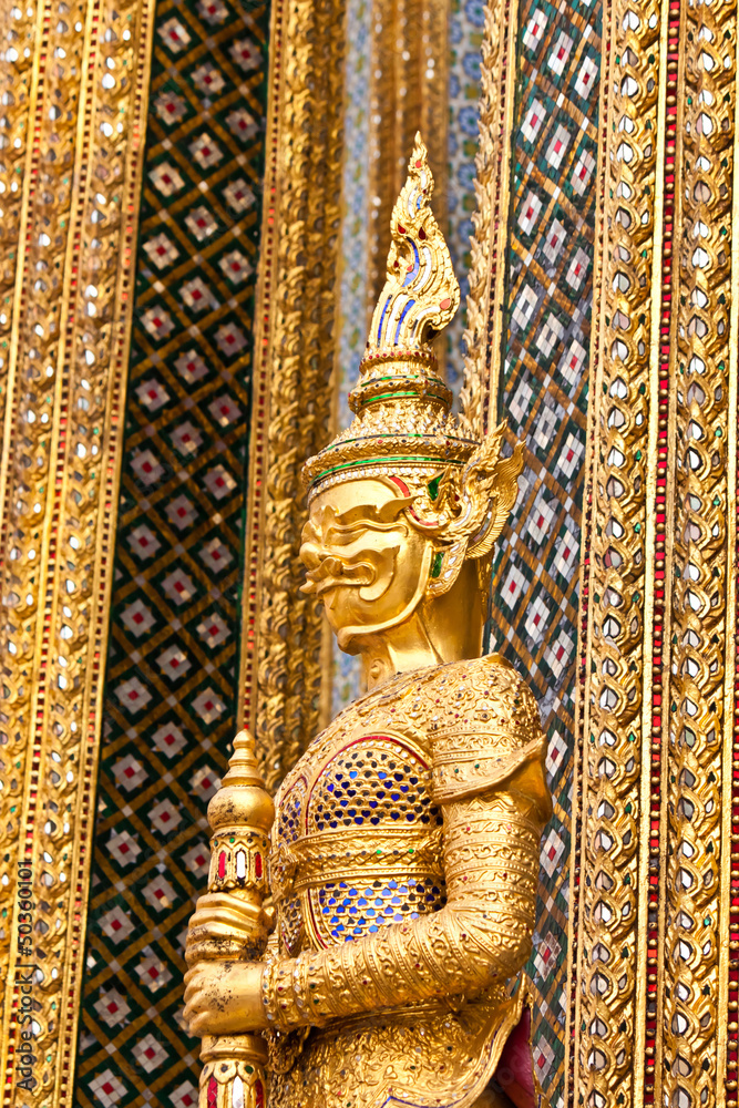 giant statue at wat phra kaew bangkok of thailand