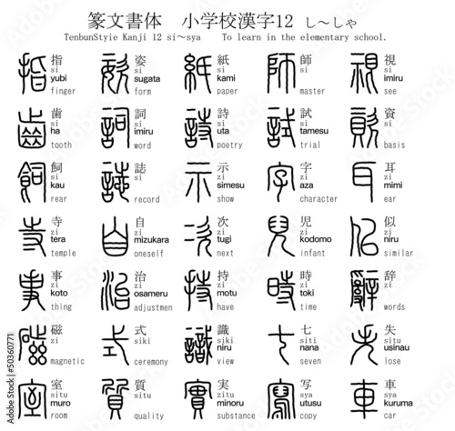 漢字　篆文書体　小学校　12　し～しゃ