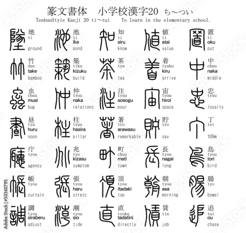 漢字　篆文書体　小学校　20　ち～つい