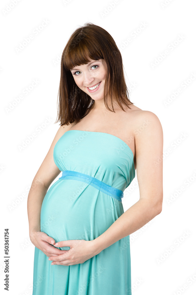 portrait of pregnant woman holding her belly portrait of pregnant woman holding her belly