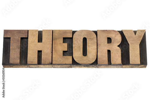 theory word in wood type