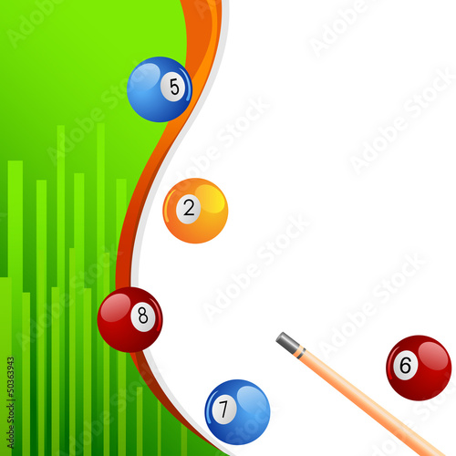 vector illustration of colorful snooker ball with stick