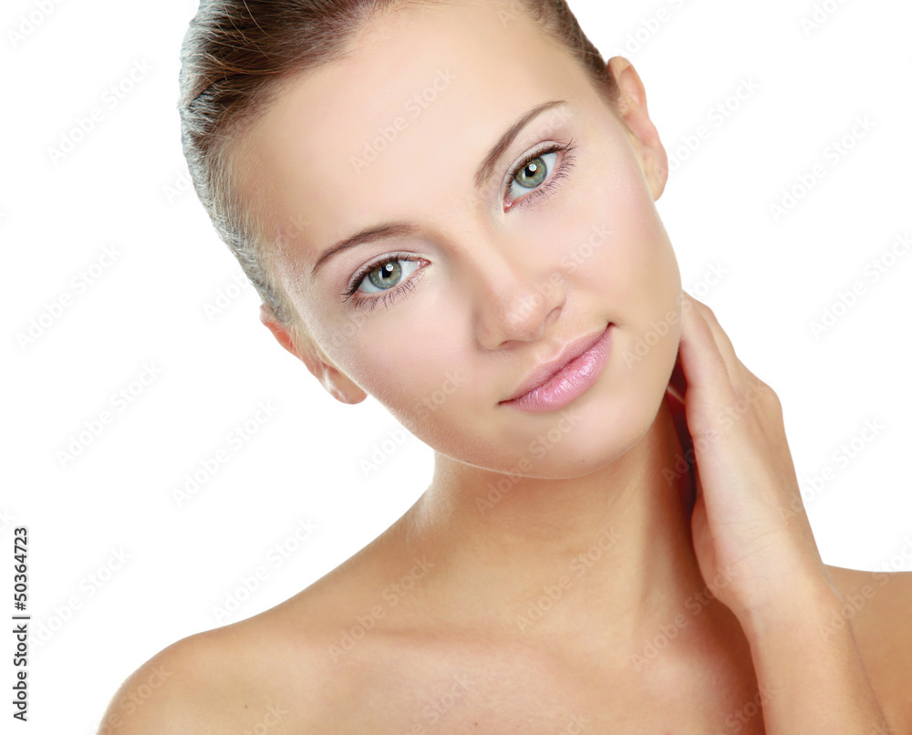 A beautiful woman, portrait isolated on white background