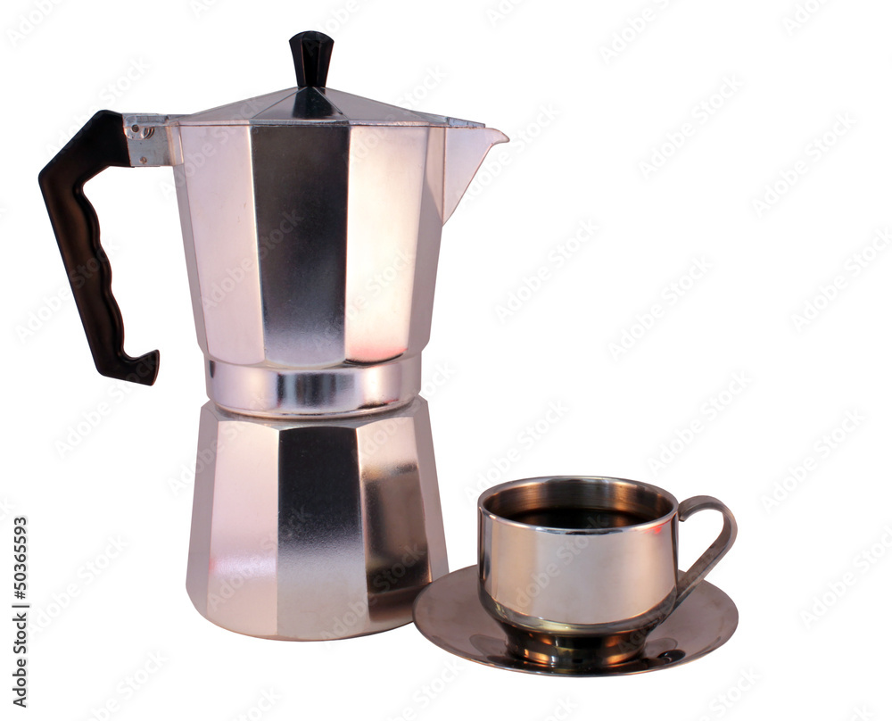 Moka Pot and Cup of Coffee Moka Pot and Cup of Coffee