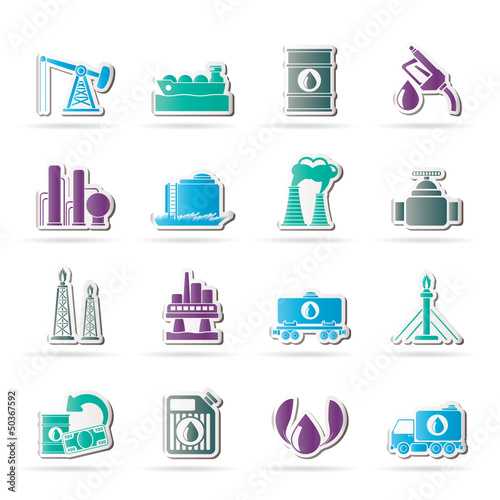 Petrol and oil industry icons - vector icon set