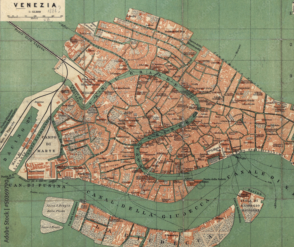 Obraz premium Venice old map