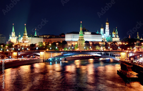 Moscow Kremlin night panorama.
